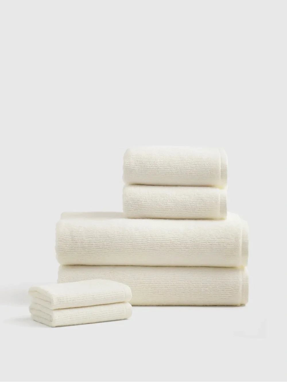 Turkish Ribbed Quick Dry Bath Towel Bundle Color: Ivory